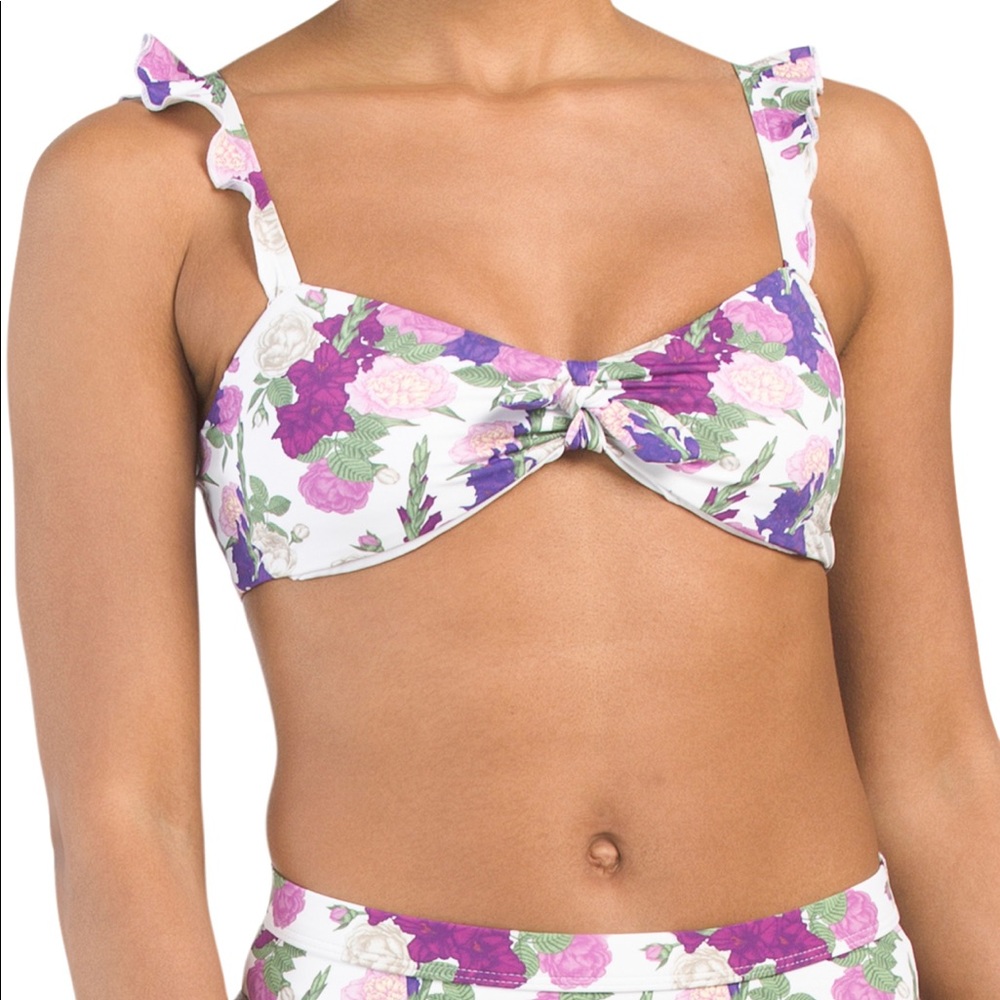 Dipping Daisy Iris Floral Countess Swim Top
